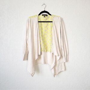 Charlotte Tarantola Beige Fly Away Cardigan Neon Cutout Back Size Large